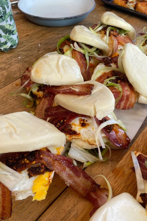 Looking for more breakfast recipe ideas? This Bao buns recipe is a great alternative brunch idea. We love trying new brunch recipes and this pork bao bun is one of our new faves. Breakfast bao buns are a great Asian fusion breakfast idea! If you want more bao buns filling ideas, try this recipe, filling them with our British streaky bacon, fried eggs and crispy chilli oil. #baobun #baobuns #bao #streakybacon #britishbacon #brunch #breakfast #breakfastrecipe Bao Filling Ideas, Breakfast Bao Buns, Bao Buns Filling, Bao Bun Recipe, Bao Buns Recipe, British Bacon, Crispy Chilli Oil, Pork Bao, Bacon Recipes Breakfast