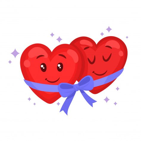 Dos corazones felices, unidos y atados V... | Premium Vector #Freepik #vector #ribbon #corazon #estrella #rojo Cartoon Drawings, Premium Vector, Ribbon, Cars, Drawings