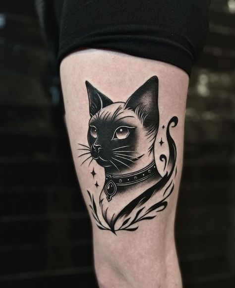 Siamese Cat Tattoos, Female Sleeve Tattoo, Cat Portrait Tattoos, Sleeve Tattoo Designs, Real Tattoos, Amsterdam Tattoo, Cowboy Tattoos, Black Cat Tattoos, Female Sleeve