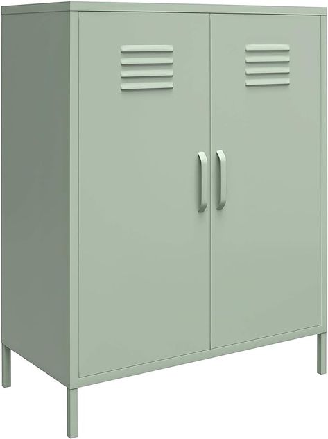 Amazon.com: REALROOMS Shadwick 2 Door Metal Locker Style Accent Storage Cabinet, Olive Green : Home & Kitchen Green Storage, Minimal Storage, Utility Cabinets, Door Metal, Accent Storage Cabinet, Metal Storage Cabinets, Accent Storage, Metal Lockers, Green Home