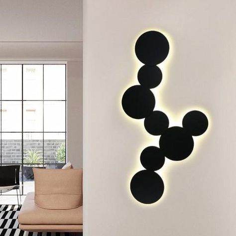 Modern Circle LED Wall Lamp 
 The art is in life. Modern Circle LED Wall Lamp is a good interpretation of this sentence. With the simple element - circles, it brings endless elegancy into the room. This wall light adds a minimalist and creative beauty to the indoor decoration. Mainly made of aluminium, it is available in various combination of circles in different sizes. Its light source is LED-chip, which can be customized according to your requests. Three finishes, white, black and grey, are t Unique Murals, Chandelier Table Lamp, Black Wall Lamps, Pendant Lights & Chandeliers, Led Wall Lamp, Led Wall Lights, Lamps Ceiling, Led Wall, Floor Lights