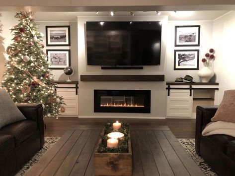 Custom Mantle, Diy Finish Basement, Basement Fireplace, Tv Fal, Fireplace Tv Wall, Basement Living Rooms, Design Salon, Basement Bedrooms, Diy Fireplace