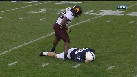 The Nittany Lions' kicker is no stranger to giving or receiving big hits. Football Hits, Nittany Lion, Hail Mary, Rose Bowl, Penn State, College Football, Minnesota, Georgia, Nfl