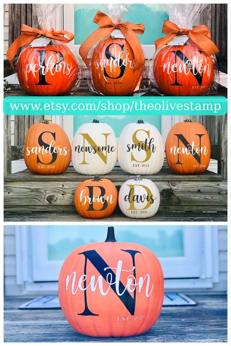 Personalized Pumpkins, Etsy Halloween, Pumpkin Monogram, Porch Pumpkins, Thanksgiving Decorations, Pumpkin Carving, Pumpkins, Fall Decor, Fun Facts