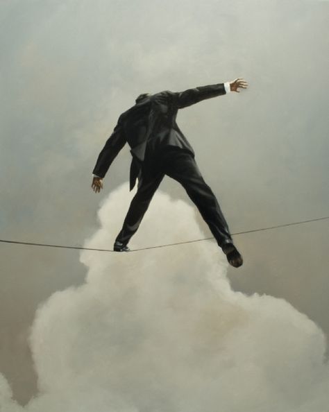 Eric Zener, "Man on a Wire" Eric Zener, Illustration Photo, Glitch Art, Amy Winehouse, Painting Reproductions, Art Website, Figure Painting, Art Reproductions, The Sky