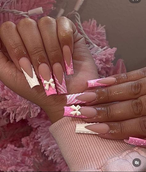 Baby Pink Nails, Candy Cane Nails, Hot Pink Nails, So Fetch, Nails Design With Rhinestones, Regina George, Raise Your Hand If, Nails Only, Long Square Acrylic Nails