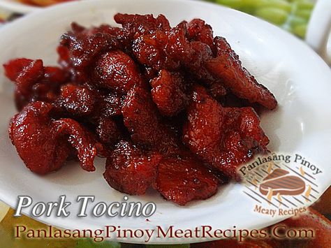 Pork Tocino (Sweet Cured Pork) | Panlasang Pinoy Meaty Recipes Pork Tocino Recipe, Tocino Recipe, Pork Tocino, Filipino Pork Recipes, Phillipino Food, Philippine Cuisine, Chinese Food Recipes, Philippines Recipes, Philippines Food