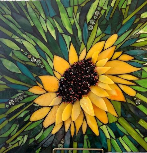 Mosaic Garden Ideas, Mosaic Sunflower, Tiles Australia, Sunflower Mosaic, Turkish Lamp, Sunflower Kitchen, Mosaic Garden Art, Mosaic Art Projects, Glass Fusing Projects