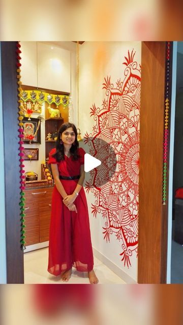 Half Mandala, Mandir Decoration, Mandir Design, Pooja Room, Pooja Rooms, August 22, Bangalore, Folk Art, Wall Murals