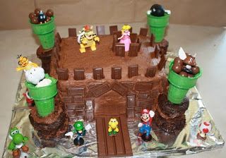 Easy Bowser Castle Cake Bowser Birthday Cake, 50 Party Ideas, Bowser Birthday, Bowser Castle, Mario Themed Party, Ideas For Party Decorations, Arcade Party, Mario Birthday Cake, Cake Paris