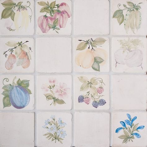 Fruit, Vegetable, Flower Glazed Ceramic Tiles 4x4 Hand Painted Tiles Kitchen, Handmade Tile Kitchen, Tumbled Marble Tile, Painted Tile, Glazed Ceramic Tile, Flower Tile, Ceramic Mosaic Tile, Antique Tiles, Glazed Tiles