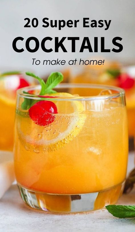 20 Super Easy Cocktails to Make at Home I easy cocktails recipe I cocktails you can make at home I delicious cocktails recipes I simple cocktails to do at home I how to make cocktails at home I best cocktails to make at home I cocktails for parties I summer cocktails I easy alcoholic drinks at home I best drinks you can easily make I drinks to make during lockdown #drinks #cocktails #cocktailrecipes Simple Cocktails, Cocktail Recipes At Home, Cocktails To Make At Home, Easy Drinks To Make, Easy To Make Cocktails, Easy Alcoholic Drinks, Lemon Cocktail, Cocktails Recipes, Lemonade Drinks