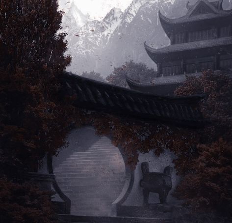 Ancient Japan Aesthetic Dark, Japanese Mythology Aesthetic, Chinese Mythology Aesthetic, Dark Princess Aesthetic, Ancient Chinese Aesthetic, Ancient China Aesthetic, Castle Exterior, Ancient Korea, Japan Icon