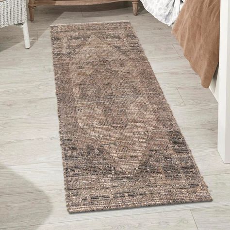 Langley Street Watkin Handmade Hand Loomed Natural/Light Brown Rug & Reviews | Wayfair Kitchen Runners, Light Brown Rug, Neutral Dining Room, Boho Runner Rug, Bathroom Runner Rug, Runner Rug Entryway, Pumpkin Fall Decor, Bathroom Hallway, Unique Loom