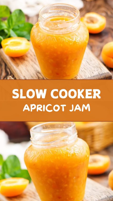 Apricot Jam in Slow Cooker Slow Cooker Jam, Jam Preserves, Breakfast Crockpot Recipes, Slow Cooker Breakfast, Crockpot Breakfast, Fruit Puree, Slow Cook, Jam Recipe, Apricot Jam