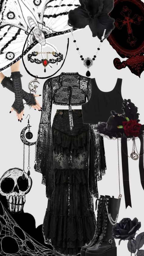 Goth outfit #goth #gothoufit #gothic #gothicaesthetic #gothicfashion Badgirl Aesthetics, Clean Goth, Shifting Outfits, Soft Goth, Goth Outfit, Boho Goth, Gothic Aesthetic, Pride Outfit, Goth Outfits