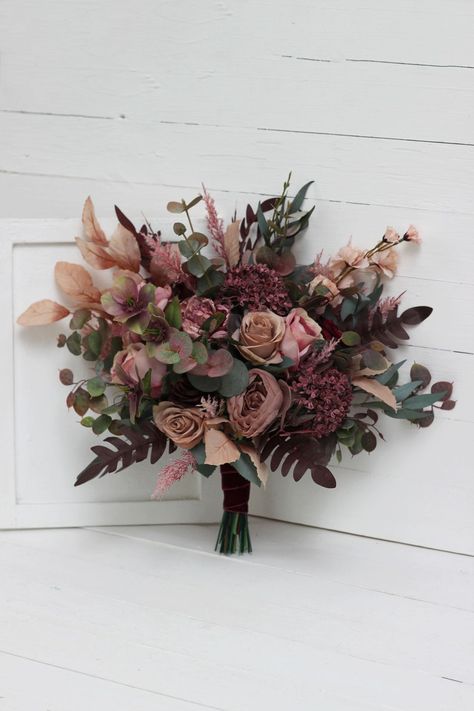 Bridal Era, Fall Wedding Bouquet, Burgundy Bouquet, Ankle Tattoos, Mauve Wedding, Bridal Bouquet Fall, Maroon Wedding, Beige Wedding, Dusty Rose Wedding