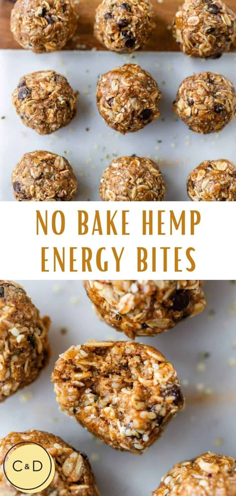 No-bake, nutrient-rich Chocolate Chip Hemp Energy Bites that taste like cookie dough are loaded with wholesome ingredients like creamy almond butter, oats and hemp seeds. These healthy snack balls are are gluten free, easily made vegan and packed with healthy fats to keep you satisfied. The best on-the-go snack or treat! Healthy Snack Balls, Wfpb Snacks, Hemp Hearts Recipes, Hemp Seed Recipes, Vegan Energy Balls, Energy Balls Healthy, Snack Balls, No Bake Energy Bites, Clean And Delicious