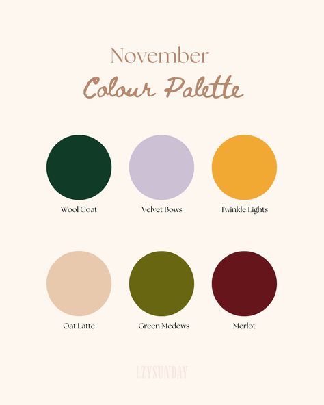 November Colour Palette 🎨⁠
⁠
I haven't shared a colour palette in so long! I need to do this more often!⁠
⁠
It is late November, but I wanted to share part of the colour palette I have been using in my work from October + November.⁠
⁠
Use this palette in your own work, and show me what you create! October Colour Palette, November Colors, Exterior Murals, Interior Murals, Late November, Contents Design, Mural Design, Long I, Merchandise Design