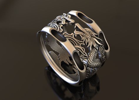 Bring a touch of mythological elegance to your style with this stunning Japanese Dragon Silver Mythology Ring. Crafted from high-quality 925 sterling silver, this biker ring features intricate details of a Japanese dragon coiled around the band. This stackable ring is perfect for men who love biker or mythological style, and is also an excellent choice for women who want a bold and unique statement piece. The high-quality construction of this handmade jewelry ensures that it is both durable and Japanese Rings Men, Dragon Ring Women, Dragon Jewelry Rings, Japanese Rings, Dragon Ring Engagement, Japanese Ring, Dragon Wedding, Fantasy Ring, Armor Ring