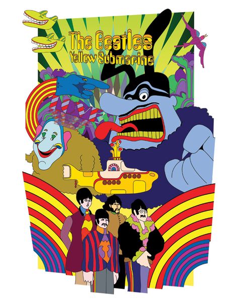 Yellow Submarine film - premiered in July 1968 Beatles Pop Art, Yellow Submarine Movie, Yellow Submarine Art, Beatles Poster, Beatles Pictures, Beatles Art, Beatles Yellow, Psy Art, Yellow Submarine