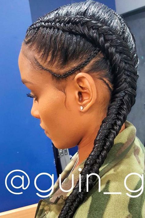 All-Time Fishbone Braids For All Occasions ★ See more: http://lovehairstyles.com/fishbone-braids-for-all-occasions/ Two Braids With Weave, Two Cornrow Braids, New Braided Hairstyles, Weave Hairstyles Braided, Two Braid Hairstyles, Cornrows Styles, Pelo Afro, Feed In Braid, Cool Braid Hairstyles