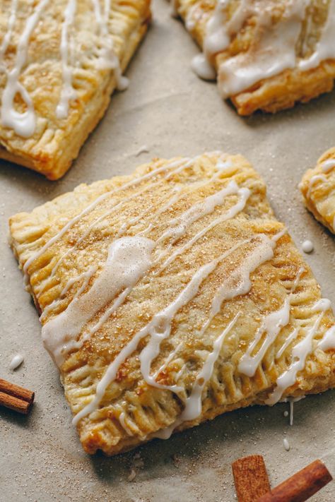 Homemade Toaster Strudel, Vegan Apple Cider, Brown Sugar Pop Tarts, Stewed Apples, Maple Icing, Toaster Strudel, Vegan Apple, Diced Apples, Vegetarian Breakfast