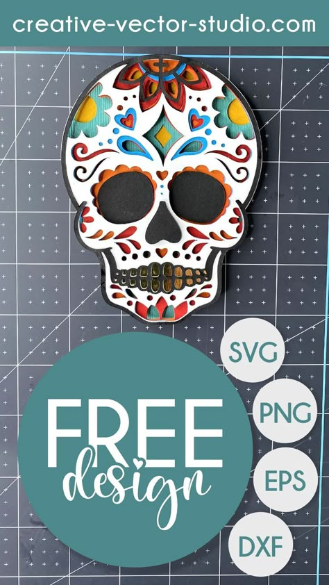 Skull Svg Free, Paper Craft Template, Cute Halloween Coloring Pages, Svg Laser Cut Files, 3d Files, Laser Projects, Verre Design, Skull Svg, 3d Paper Crafts