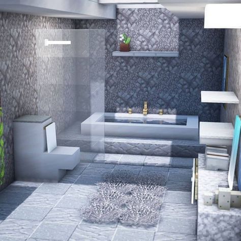 Modern Minecraft Bathroom, Mc Bathroom Ideas, Minecraft House Interior Modern, Cute Minecraft Bathroom Ideas, Minecraft Houses Bathroom, Minecraft Interior Bathroom, Minecraft Interior Ideas Modern, Cool Minecraft Rooms, Minecraft Bathroom Ideas Modern