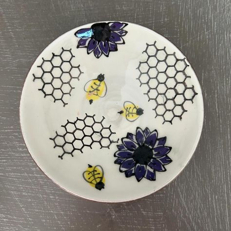 Love how this turned out. Rethinking the honey over the honeycomb… . . . . #bees #wip #handpaintedpottery #ceramics Hand Painted Pottery, Pottery Ideas, Pottery Painting, Honeycomb, Honey, Bee, Ceramics, Quick Saves