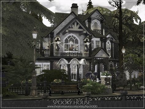 Sims 4 Witch House, Vampire House, Goth Houses, The Sims 4 Lots, Sims 4 House Plans, Dark House, Casas The Sims 4, Sims Building, Spooky House