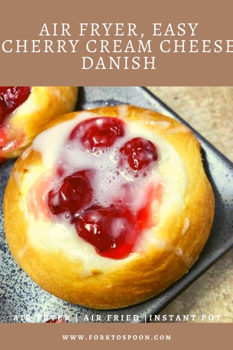 Cherry Cream Cheese Danish, Cherry Cream Cheese, Air Fryer Recipes Dessert, Danish Recipe, Cream Cheese Danish, Air Fryer Oven Recipes, Cheese Danish, Air Fryer Dinner Recipes, Homemade Breakfast