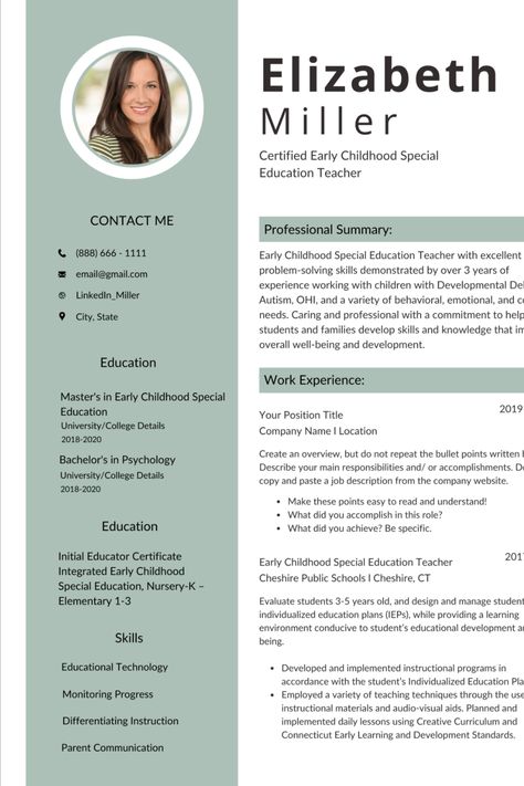 Teacher resume template, teacher portfolio, teacher cover letter Preschool Teacher Resume Examples, Cv Teacher Education, Cv For Teachers Teaching Jobs, Teacher Portfolio Template, Cv For Teaching, Teacher Resume Template Free, Preschool Teacher Resume, Elementary Teacher Resume, Resume Teacher