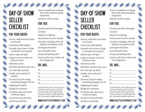 craft show seller checklist Craft Show Setup, Survival Checklist, Tomato Festival, Craft Show Booth Ideas, Vendor Table, Show Booth Ideas, Festival Booth, Craft Market Display, Craft Show Booth