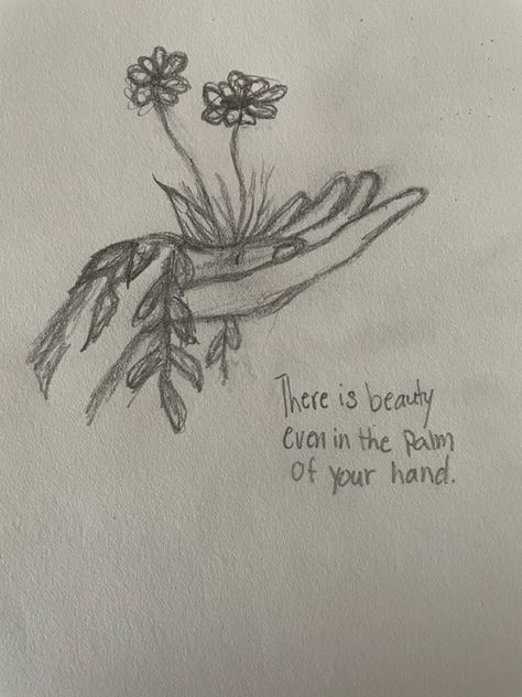 (Drawing inspo from pinterest) Happy Sketches Inspirational, Flower Growing Drawing, Positive Drawings, Growth Drawing, Poetry Drawing, Plant Sketches, English Project, Simple Drawings, Animation Sketches