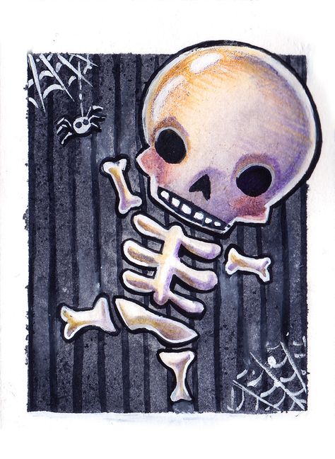 Chibi Skeleton Drawing, Cute Skeleton Illustration, Chibi Skeleton, Kawaii Skeleton, Cute Halloween Pictures, Skeleton Cute, Chibi Halloween, Skeleton Book, Dark Kawaii