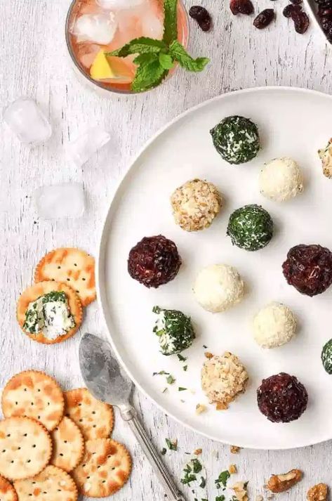 Cream Cheese, Cheddar, Garlic, and Worcestershire; Goat Cheese; and Danish Feta, Cheddar, and Sour Cream Truffles Rolled in Parsley and Dill; Parmesan; Walnuts; or Dried Cranberries Mini Cheese Balls, Cheese Truffles, Recipetin Eats, Cheese Balls, Cheese Platters, Family Party, Cheese Ball, Party Party, Wedding Food