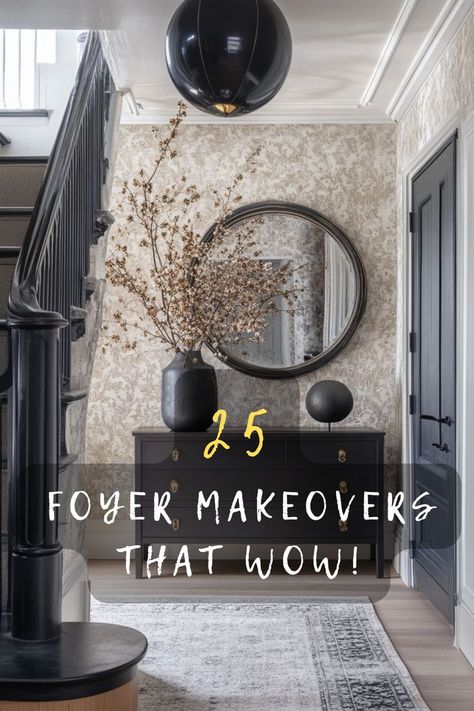 Ready to transform your entryway? Check out these 25 chic foyer ideas that blend functionality with style. From minimalist to eclectic, find your foyer style. Click to start transforming! 🚪🎨 #ChicFoyer #EntrywayIdeas #MinimalistStyle #EclecticHome #StylishEntry Foyer Ideas Entryway Black And White, Foyer Shiplap Entryway, Dark Blue Foyer Entryway, Entryway Decoration Ideas, Upstairs Hallway Ideas Luxury, Modern Glam Entryway Ideas, Apartment Entryway Ideas Luxury, Black And White Entryway Ideas, How To Brighten A Dark Entryway