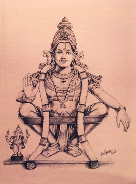 saranam ayyappa 🔔🙏🙏🙏 Lord Ayyappa Drawing, Ayyappa Swamy Drawing, Ayyappan Drawing, Ayyappa Drawing, Ayyappa Swamy Wallpapers, Saranam Ayyappa, God Drawings, Ayyappa Swamy, Pencil Sketches Easy