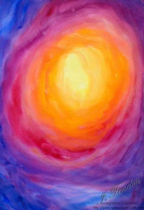 Abstract Sun Painting, Anthroposophy Art, Wet On Wet Painting, Spiritual Paintings, Human Spirit, Spiritual Artwork, Abstract Art Inspiration, Painting Lessons, Beautiful Colours