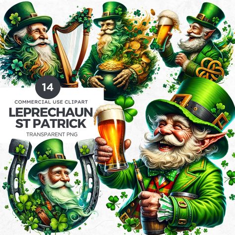 Leprechaun Clipart, Color Clipart, Irish Folklore, St. Patrick’s Day, Website Graphics, Irish Culture, Mythical Creature, St Paddys Day, Irish Traditions