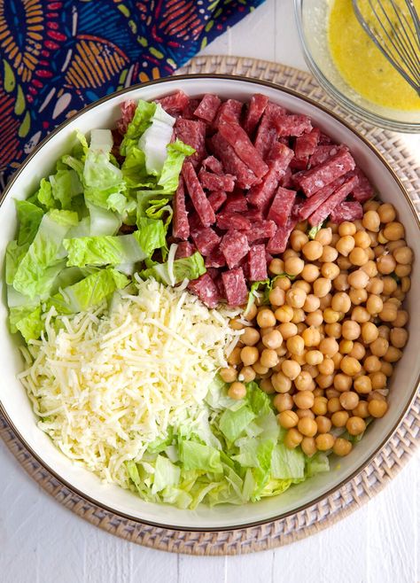 La Scala Salad - The Suburban Soapbox La Scala Chopped Salad Recipe, La Scala Salad, Scala Salad, Kardashian Salads, Scala Chopped Salad, Chopped Salad Recipe, Italian Salami, Chopped Salad Recipes, Italian Chopped Salad