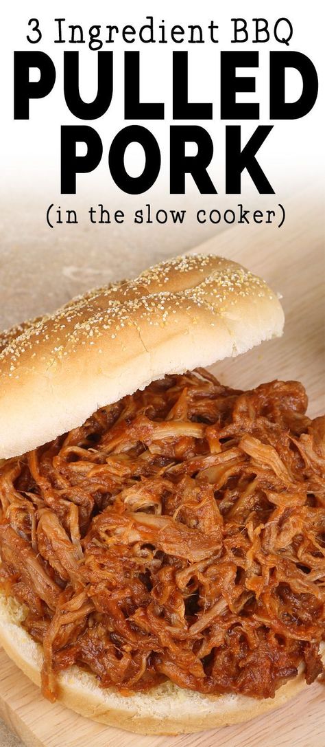 Amazing Pulled Pork recipe! Toss 3 ingredients into the Crockpot, walk away for 8 to 10 hours and the results are an amazingly delicious BBQ Pulled Pork! Crock Pot Barbecue Pulled Pork, Best Slow Cooker Pulled Pork, Slow Cooker Texas Pulled Pork, Barbecue Pulled Pork Recipe, Slow Cooker Pulled Pork Recipe, Homemade Pulled Pork, Best Pulled Pork, Pulled Pork Recipe Slow Cooker, Barbecue Pulled Pork