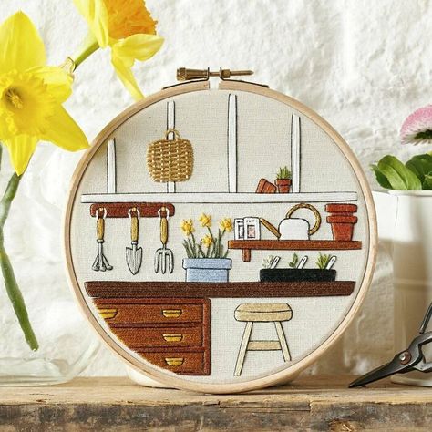 Kitchen Embroidery Designs, Embroidery Wall Decor, Hoop Decor, Kitchen Embroidery, Embroidery Hoop Decor, Embroidery Kitchen, Pascal Campion, Embroidery Hoop Wall Art, Aari Blouse