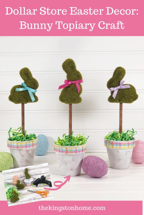 Easter Bunny Topiary, Dollar Tree Topiary Diy, Easter Egg Topiary Diy, Easter Topiary Diy, Easter Dollar Tree Diy, Easter Bunny Wreath Diy, Bunny Topiary, Diy Easter Crafts For Kids, Easter Dollar Tree