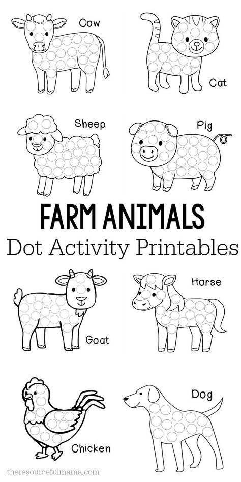 These farm animals dot activity printables are a fun fine motor activity for toddlers and preschoolers that will make a addition to your farm unit. They work great with Do a Dot markers, bingo markers, dot stickers, or pom poms. #preschoolers #toddlers #finemotor Farm Activities Preschool, Farm Animals Preschool, Farm Lessons, Farm Animal Art, Farm Animals Activities, Activity Printables, Farm Theme Preschool, Farm Animal Crafts, Farm Unit