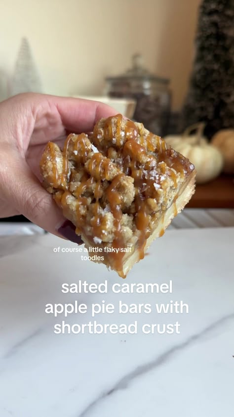 Salted Caramel Apple Crumble Bars - Lily P Crumbs Salted Caramel Apple Crumb Bars, Lily P Crumbs, Caramel Apple Bars Recipe, Almond Crumble Bars, Salted Caramel Apple Pie Bars, Crumble Bars Recipes, Caramel Apple Crumble Bars, Apple Bar Recipes, Apple Crumb Bars