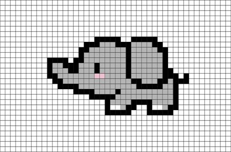 Pixel Art Stitch, Pixel Art Animals, Elephant Cross Stitch, Tiny Cross Stitch, Easy Pixel Art, Pixel Art Templates, Pixel Drawing, Safari Travel, Pixel Crochet