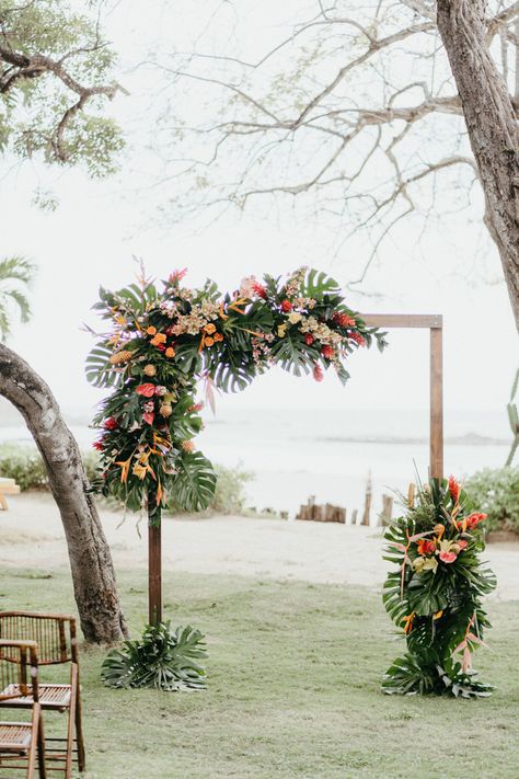 Tropical Wedding Ceremony, Tropical Arch, Jungle Wedding, Tropical Wedding Decor, Big Island Wedding, Tropical Wedding Inspiration, 15 Year Anniversary, Tropical Wedding Flowers, Wedding Aisle Decorations