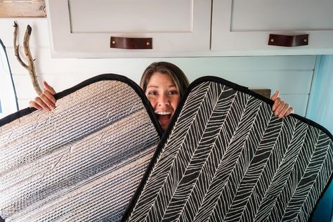 DIY Campervan Curtains vs. Insulated Window Covers | Two Wandering Soles Thermal Window Coverings, Insulated Window Coverings, Campervan Curtains, Van Curtains, Diy Blackout Curtains, Door Curtains Diy, Window Coverings Diy, Diy Window Shades, Rv Curtains